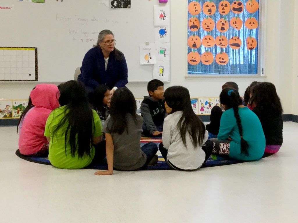 Debbie teaching kindergarten