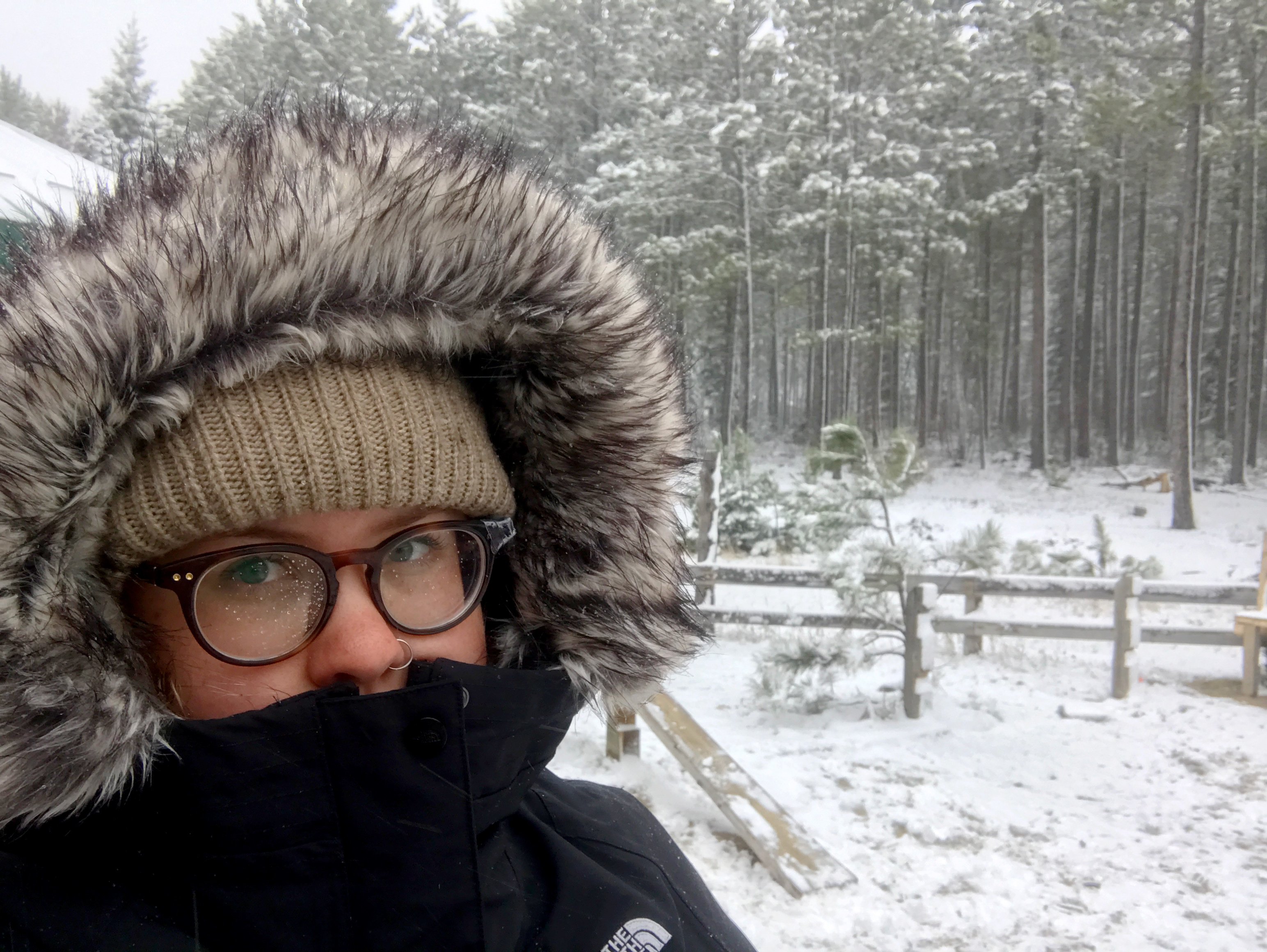 Kindergarten teacher Andrea Girt outside in winter