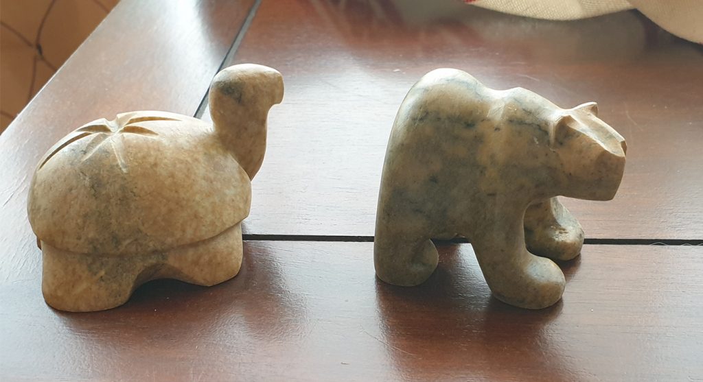 soap stone carving of turtle and bear